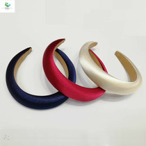 Womens European and American flannel head pop fashion buckle trendy catwalk show candy color wide-side headband hair accessories retro sponge hair hoop