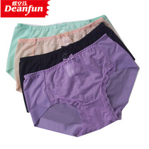 Deephin Womens Mid Waist Seamless Sexy Mesh Cut Lace Flat Angle Summer Breathable Black Purple