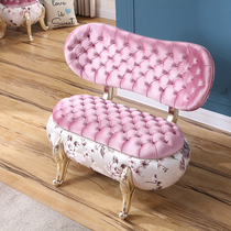 European-style bedroom room Solid wood small sofa chair Living room study Fabric double chair Beauty salon reception sofa chair