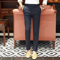 Pants men Korean slim small feet striped business casual dress pants non-iron trousers suit pants casual pants