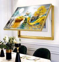 Crystal porcelain electric meter box decoration painting free of punching Nordic electric gate distribution box shielded hanging painting restaurant double deer stone to operate