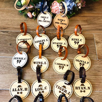 Customized wooden creative wedding gift personal name tag hanging tag luggage tag sign carving Hollow