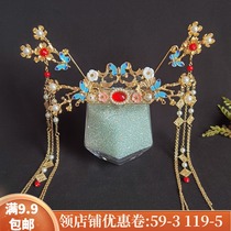 Hair Crown female ancient style hair accessories tassel step shake a set of hairpin Tang collar headwear suit Hanfu accessories crown