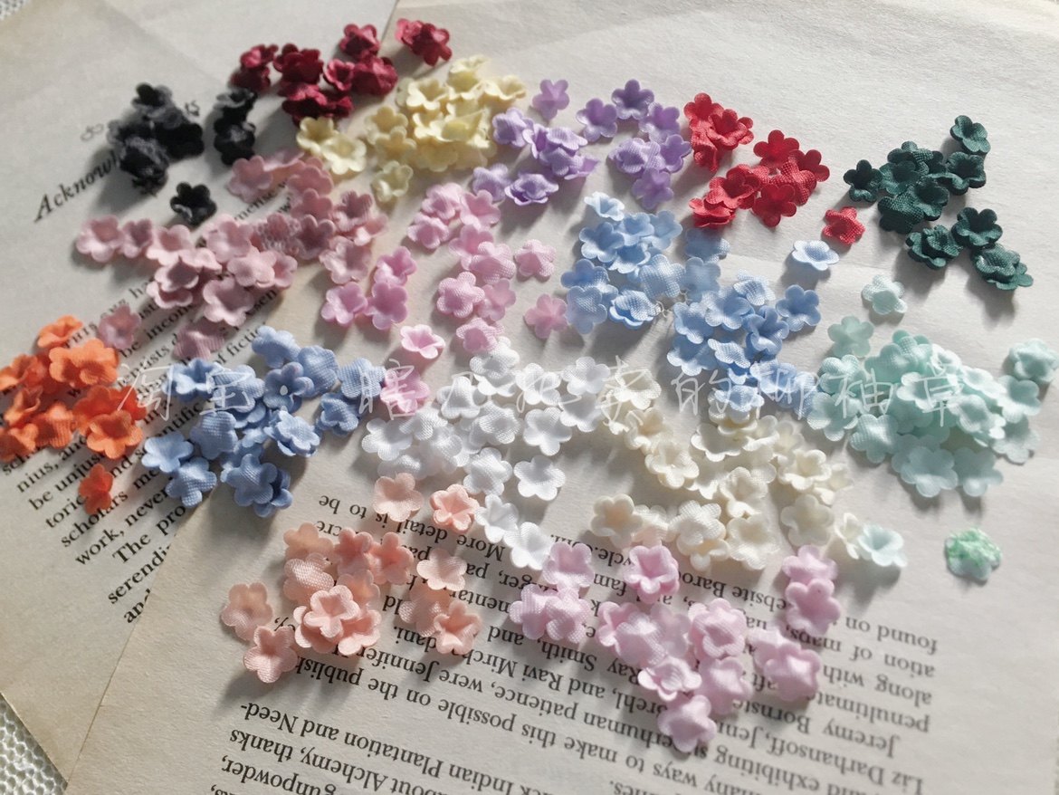 bjd mini satin satin fabric solid 8mm indentation 5-petal round-head flower va-coat floral sheet very small with chromatic aberration