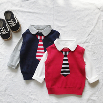 Autumn Winter models 3 years old Childrens headsets Machia College Wind Baby pure cotton thread Double knitted vest 5 Men and women Child Kan Shoulder