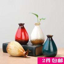 Creative handmade ceramic small vase white belly mini Flower home desktop decoration wine bottle Chinese ornaments