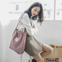 Corduroy shoulder bag female 2018 new autumn and winter college students class large capacity light portable temperament bag