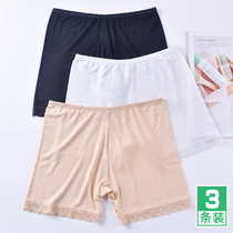 Bottoming safety pants womens summer thin anti-skinless Ice Silk no trace large size insurance lace three-point shorts