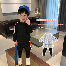 Cute Germination Boy Autumn Clothing Suit New Kindergarten Handsome Childrens Sleeve Head Sweatshirt Baby Sports Two Sets
