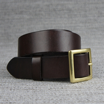 Italian needle belt pure bull belt youth trousers with retro casual trend Zhang Jing workshop