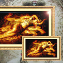 Pre-sale cotton printing cross embroidery character oil painting Sleeping beauty Dunhuang Feiyi series feeding day