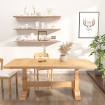 All solid wood dining table and chair combination Chinese table Household logs Modern simple Nordic dining table Rectangular small apartment type