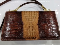 Chundetang British domestic yellow brown crocodile leather shoulder strap backpack hand bag vintage fashion