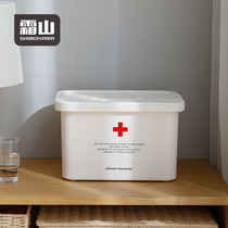 Shuangshan family portable layered medicine box medical storage box household medical first aid box large capacity medicine finishing box