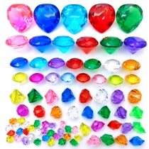 Children Crystal Gem Seven Color Imitation Crystal Children Diamond Girl Toy Big Acrylic Plastic Heart Shape