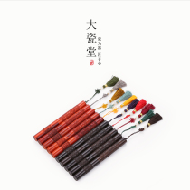 Big Porcelain Hall Dragon Phoenix Damascus Tea Knife Ebony Carved Flower Steel Tea Knife Tea Accessories Puer Tea Knife