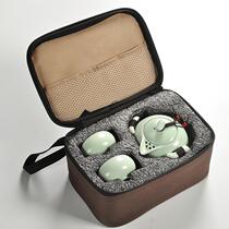 Travel kung fu tea set one pot two cups fast guest teapot outdoor portable set of household ceramic custom logo