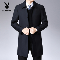 Flower Playboy in the middle of the wind clothes Mens autumn Winter Business casual Thickening Middle-aged Dads Mens Coat Men Coats Big Clothes