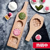 Snowflake crisp moon cake mold mold to eat embossing printing press pattern 50g Wood Western press bread