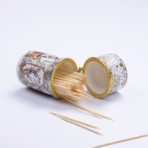 Chinese vintage ceramic toothpick tube with cover High-grade blue and white porcelain Home hotel restaurant toothpick box Toothpick jar