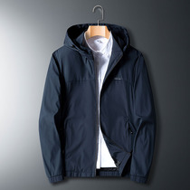 Spring jacket jacket mens spring and autumn slim fit with cap blouses for older dad Spring clothing Middle age loose casual mens clothing