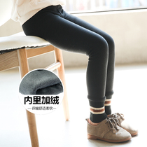 Girls leggings with velvet and thickening 2022 new winter clothes for big childrens elastic all-match pants girls trousers for outerwear