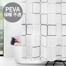 Punch-free shower curtain anti-bathroom bathroom waterproof thick shower curtain curtain mold cloth bath curtain blocking partition curtain