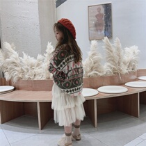 Girl Ocean Gas New Year Suit Autumn Winter Dress Princess Dresses Big Boy New High Collar Sweater Half Body Dress Cake Dresses Skirt