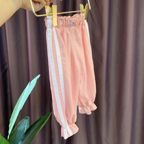 Baby girl anti-mosquito pants ultra-thin girl pants summer thin children summer pants cropped pants baby bloomers loose baby