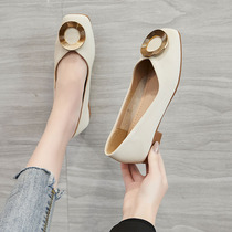 Tide Cards Genuine Leather Single Shoes Women Shoes 2022 Spring Summer New 100 hitch heel low heel small Aroma Flat flat Grandmother Shoe