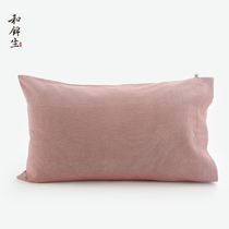 And Jinsheng Zen pillowcase old coarse cloth old craft cotton cotton cotton cotton pillow case thick solid color