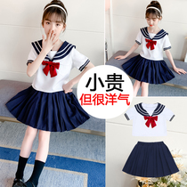 Girl Summer Dress Suit Dress 2022 New Children Jk Sailor Uniform Skirt CUHK School Campus Wind two sets