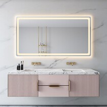 Led with light anti-fog smart square mirror toilet bathroom mirror hanging wall Bathroom Touch Screen Toilets Shine Mirror