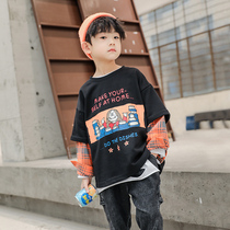 Boys clothes Spring and Autumn Mid-Big Boy 2021 Autumn New Childrens Fake Two Autumn Clothes