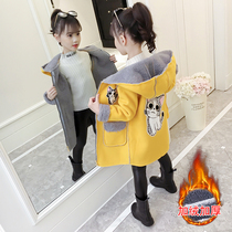 Girls wool coat spring and autumn 2021 new winter clothes childrens Western style autumn clothes plus velvet thickened autumn and winter windbreaker