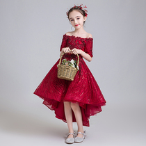 Childrens Birthday Gown Princess Dress Girl Walking Show Host Piano Plays Out Flowers Children High-end Fluffy Yarn Foreign Air