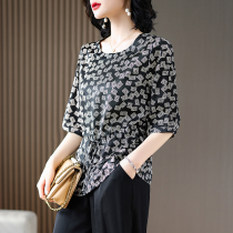 Real silk blouses woman great card mulberry silk broads mother short and summer 2022 new designer women clothes Hangzhou Zhengzong