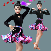 Latin Dance Suit Girl Autumn Winter New Latin Dance Dress Childrens Competition Test Class Acting Out Velvet Long Sleeve Practice Service