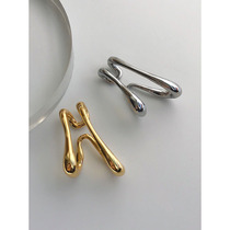 White Great Aunt 48 Plated Real Gold Double Irregular Earbone Clip Design Feel Earrings Fashion 100 Touch Temperament Without Earle