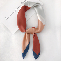 2021 spring and summer new Korean simulation silk satin small square scarf tie bag professional versatile decorative small scarf headscarf women