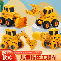 One Button Press Engineering Car Toy Kids Inertial Glide Car Boys Mini Digger Set Model