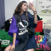 2020 summer welldone three-color stitching reflective printing short-sleeved mens and womens we11done loose large T-shirt