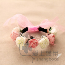 Korean fairy hand flower bracelet Dancing wrist flower Childrens beach flower performance Bridesmaid sister group small fresh