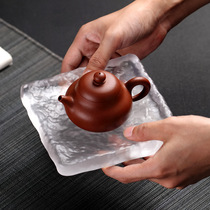 Glass pot bearing dry bubble table retro Japanese simple pot tray pot mat tea ceremony accessories ancient method frozen tea tray