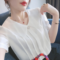 Mularsa Method Dolls Collar Snowspinning Shirt Woman 2022 Summer New Yangqi Little Shirt Super Fairy White Blouse