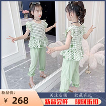 Girl Suit Nets Red Ocean Air 2022 New Summer Dress Trendy Children Dress CUHK Kids Summer Fashion Two Sets Eben