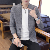 Cardiovert sweatshirt Korean version Body Pure Color Casual Long Sleeve Men V Collar Exterior Wearing Autumn Winter Sweater Jacket Tide