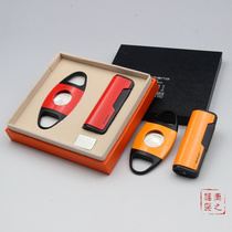 JiFENG monsoon cigar gift pack windproof single fire straight rushing cigar lighter portable Cigar scissors