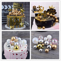 Golden Globe Silver Balls Birthday Cake Decorations with lukewarm wind gilded round balls Colorful Bright frosted baking balls