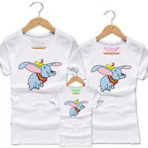 Cartoon Dumbo parent-child summer dress 2019 models a family of three short-sleeved t-shirt father son mother and daughter family family dress